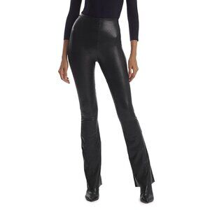 SPRWMN Lamb Leather High Rise Flare Leggings Pants Black Size M